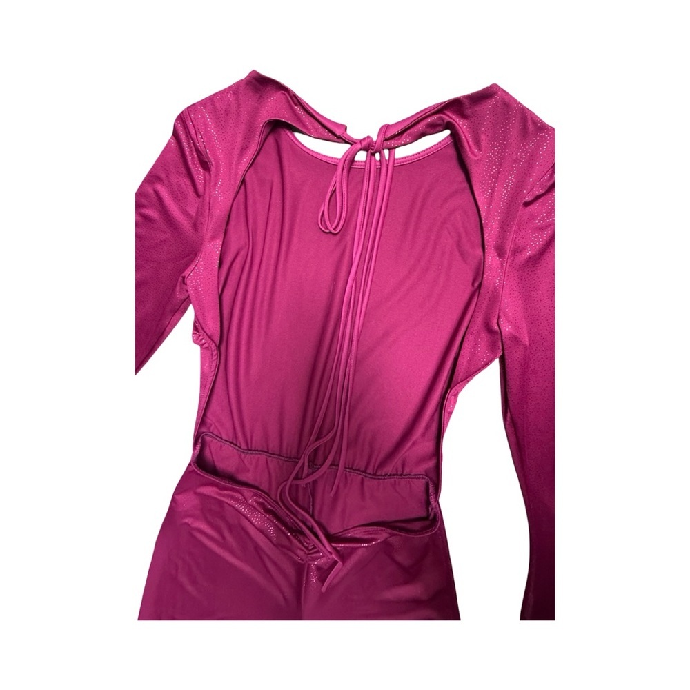 For Tall women Magenta Jumpsuit with Open Back. Size large no lining - Picture 4 of 15
